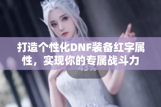 打造个性化DNF装备红字属性，实现你的专属战斗力