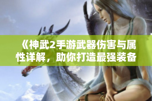 《神武2手游武器伤害与属性详解，助你打造最强装备》