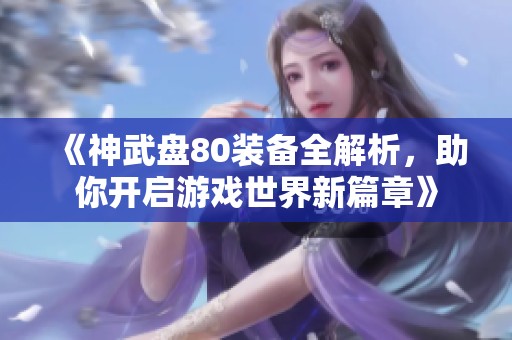《神武盘80装备全解析，助你开启游戏世界新篇章》