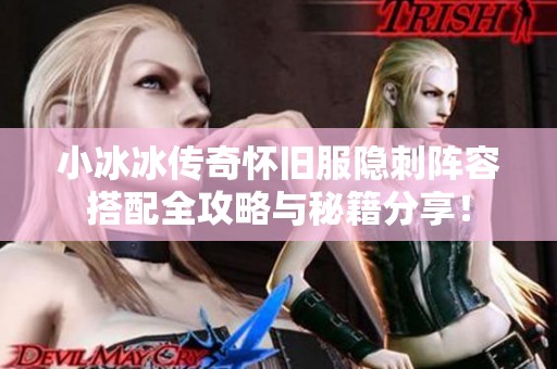 小冰冰传奇怀旧服隐刺阵容搭配全攻略与秘籍分享！